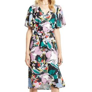 Halogen Floral Wrap Dress Size S